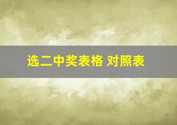 选二中奖表格 对照表